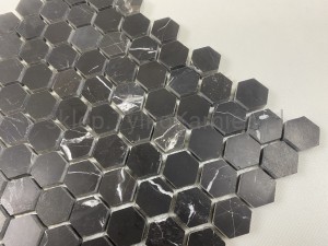 Mozaika marmurowa czarna (drobne heksagony) 27 x 30,5 x 1 szczotkowana