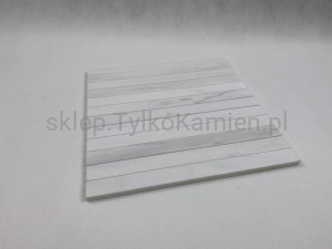 Mozaika marmurowa długie paski cieniowana biało-szara 30,5 x 30,5 x 1 cm  matowa