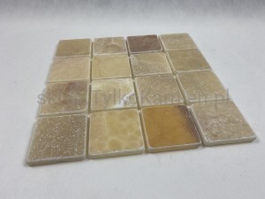 Mozaika onyksowa duża kostka miodowa  30,5 x 30,5 x 1 cm matowa, antykowana