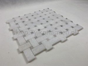 Mozaika marmurowa retro biało-szara krystaliczna 33,5 x 33,5 x 1 cm polerowana