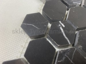 Mozaika marmurowa czarna (średnie heksagony) 27 x 30,5 x 1 matowa  