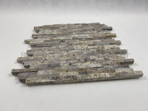 Mozaika trawertynowa srebrno-brązowa 29,1 x 30,2 x 1 cm łupana