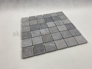 Mozaika marmurowa duża kostka szara 31,1 x 31,1 x 1 cm matowa, antykowana