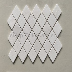 mozaika marmurowa śnieżnobiała romby matowa
