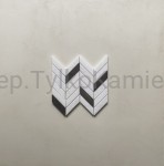 Mozaika marmurowa francuska jodełka biało-brązowa 24,1 x 39 x 1 cm matowa