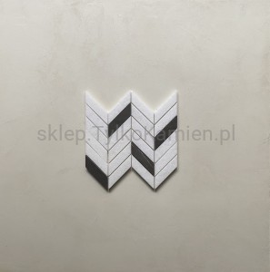 Mozaika marmurowa francuska jodełka biało-brązowa 24,1 x 39 x 1 cm matowa