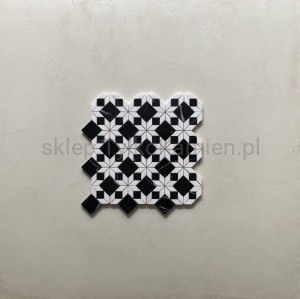 Mozaika marmurowa efektowna czarno-biała 35x35x1cm polerowana