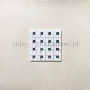 Mozaika marmurowa art deco biało-zielona 30,5 x 30,5 x 1 cm polerowana