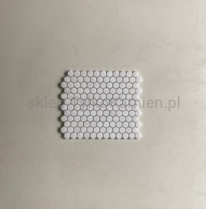 Mozaika marmurowa krystalicznie biała (małe heksagony) 26,3 x 30,5 x 1 cm szczotkowana