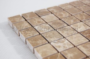 Mozaika marmurowa kostka jasny brąz 30,5 x 30,5 x 1 cm polerowa 
