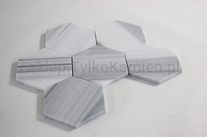 Mozaika marmurowa cieniowana biało-szara (duże heksagony) 27 x 30,5 x 1 cm matowa