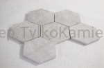 Mozaika marmurowa jasno-szara duże heksagony 27 x 30,5 x 1 cm szczotkowana