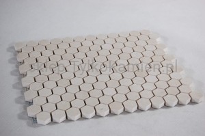 Mozaika marmurowa boho beżowa (małe heksagony) 26,3 x 30,5 x 1 cm polerowana